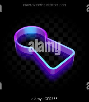 Security-Symbol: 3d Neon leuchtende Schlüsselloch aus Glas, EPS 10 Vektor. Stock Vektor