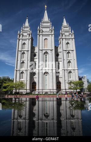 Salt-Lake-Tempel, die wichtigste Kirche der Mormonen in Salt Lake City, Utah, USA Stockfoto