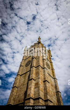 Glockenturm der Kirche St Ia in St. Ives, Cornwall, England Stockfoto