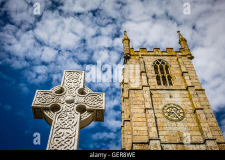 Glockenturm der Kirche St Ia in St. Ives, Cornwall, England Stockfoto