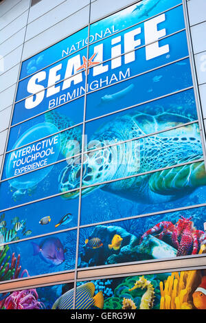 Schild an der Wand des National Sea Life Centre, Birmingham, England, UK, Westeuropa. Stockfoto