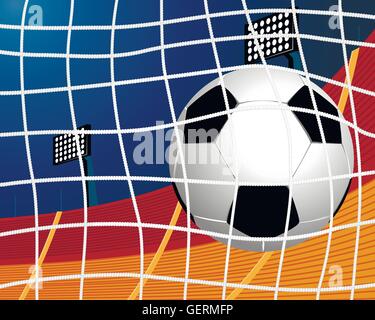 Vektor-Illustration eines Fußballs im Tor Stock Vektor