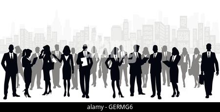 Vektor-Illustration eines Business-Teams auf Stadt-Hintergrund Stock Vektor