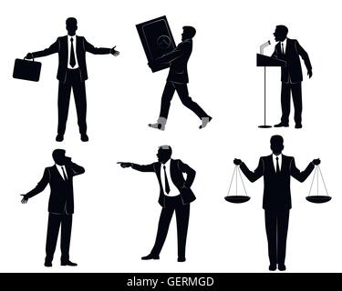 Vektor-Illustration von einem sechs Geschäftsleute Silhouetten Stock Vektor