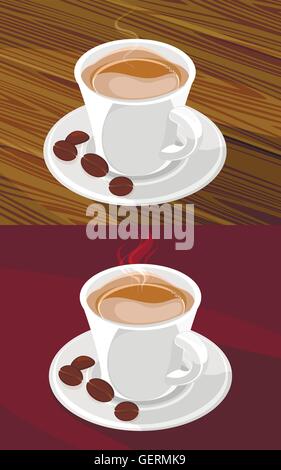 Vektor-Illustration einer Kaffeetasse auf dem Tisch Stock Vektor