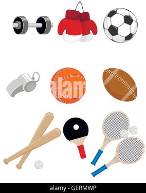 Vektor-Illustration eines Sport-Artikel-Sets Stock Vektor