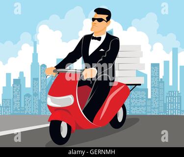 Vektor-Illustration von special Agent liefert pizza Stock Vektor
