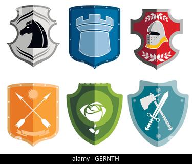 Vektor-Illustration aus einer Reihe von sechs Embleme Stock Vektor