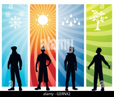 Vektor-Illustration eines vier-Jahreszeiten-Hintergrund Stock Vektor