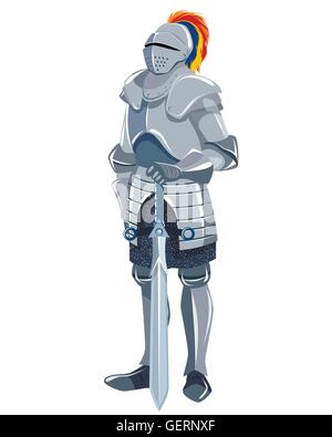 Vektor-Illustration eines Ritters mit Schwert Stock Vektor
