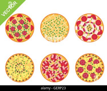 Vektor-Illustration eines anderen Pizza-Sets Stock Vektor