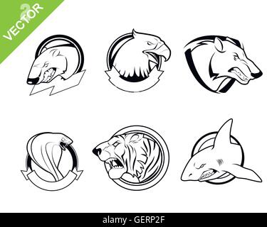 Vektor-Illustration aus einer Reihe von sechs Tiere Stock Vektor