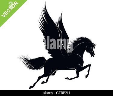 Vektor-Illustration einer Pegasus schwarze Silhouette Stock Vektor