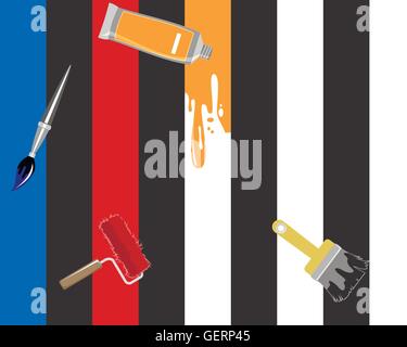 Vektor-Illustration einer Farbe Streifen und Werkzeuge Stock Vektor