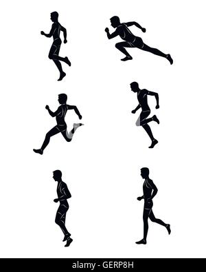 Vektor-Illustration eines laufenden Kerl-Silhouetten Stock Vektor