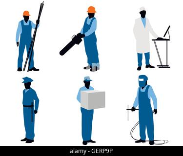 Vektor-Illustration von sechs verschiedenen Arbeiterinnen Stock Vektor