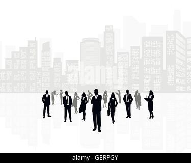 Vektor-Illustration eines Business-Teams auf Stadt-Hintergrund Stock Vektor