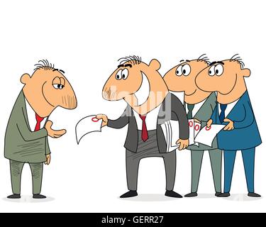 Vektor-Illustration eines Geschäftsmannes mit Verträgen Stock Vektor