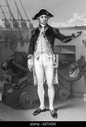 John Paul Jones (geb. John Paul, 1747-1792) war ein Schottisch-getragener amerikanischer Seemann und ein renommierter Marine Kämpfer im amerikanischen Unabhängigkeitskrieg. Stockfoto