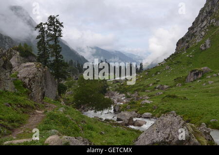 Nahm dieses Foto beim trekking im Himalaya von Sankri in Uttarkhand, Chitkul in Himacha Pradesh über den Borasu Pass. Stockfoto