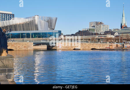 Skyline mit Stockholm Waterfront Kongresszentrum Stockholm Schweden Skandinavien Stockfoto