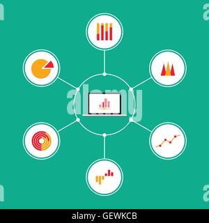 Satz von Infografik Business Charts flaches Design Vektor Illustration Design-Elemente Stock Vektor