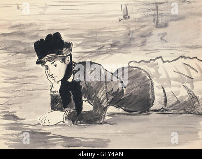 Edouard Manet - Frau am Strand liegen. Annabel Lee Stockfoto