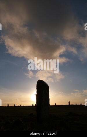 Komet Stein und Ring of Brodgar Stockfoto