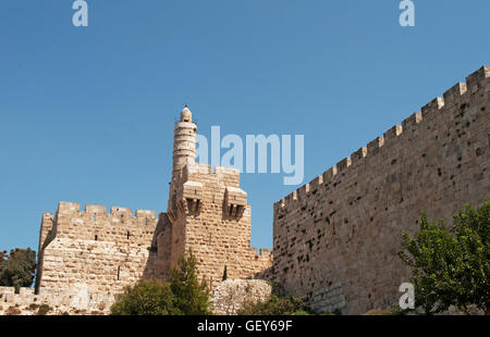 Jerusalem, alte Stadt: die alten Mauern der alten Stadt, unter Suleiman dem Prächtigen zwischen 1537 und 1541 gebaut Stockfoto