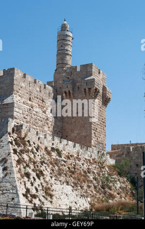 Jerusalem, alte Stadt: die alten Mauern der alten Stadt, unter Suleiman dem Prächtigen zwischen 1537 und 1541 gebaut Stockfoto