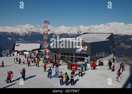 Geographie / Reisen, Italien, Südtirol, Pustertal (Pustertal), Bruneck, Kronplatz 2272m, Wintersportgebiet, Top Bergplateau, Bergstation, Stockfoto