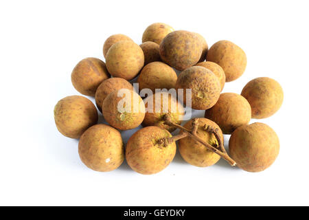Dimocarpus Longan exotischen Früchten isoliert auf weißem Hintergrund Stockfoto