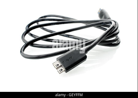 USB 3.0 Kabel isoliert auf weiss Stockfoto