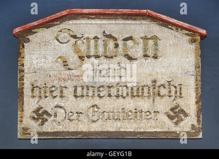 "Juden wollte nicht hier" Zeichen ausgestellt von Goebbels, Berlin, Anfang der 1930er Jahre, Nazi-Deutschland Stockfoto