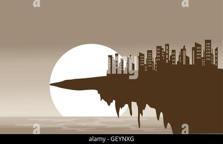 Silhouette der alten Stadt in der Klippe Stock Vektor