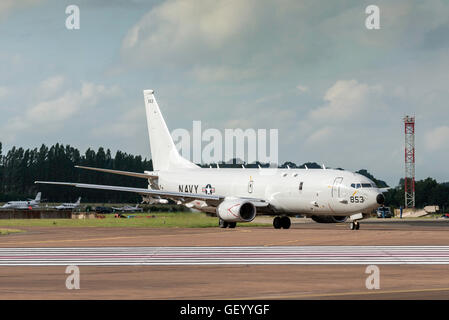 Poseidon P8a 853 US Navy RIAT Fairford England UK Air show Besteuerung. Stockfoto