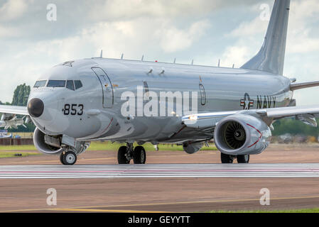 Poseidon P8a 853 US Navy RIAT Fairford England UK Air show Besteuerung. Stockfoto