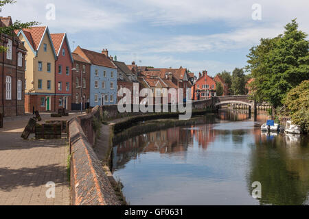 Anzeigen von fye Brücke am Fluss Wensum Norwich Norfolk Stockfoto