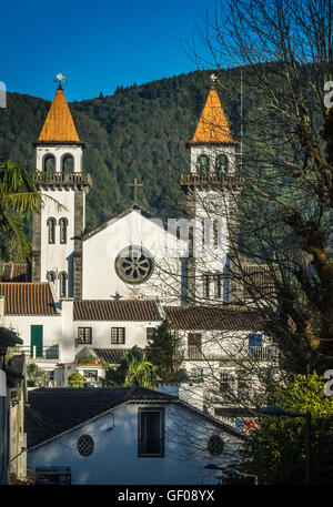 Die Kirche Igreja de Santa Ana in Furnas, Sao Miguel, Azoren, Portugal Stockfoto