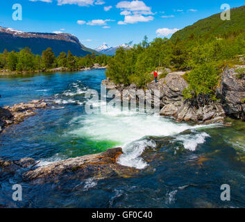 Rauma River Wasserfälle, Tal Romsdalen, mehr Og Romsdal, Norwegen, Skandinavien, Europäische Stockfoto