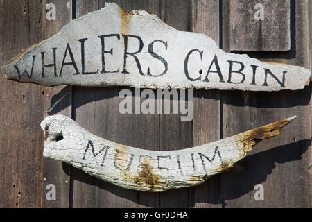 Die Walfänger Kabine Ortseingangsschild, Point Lobos State Reserve, Big Sur Coast Highway Scenic Byway, California Stockfoto