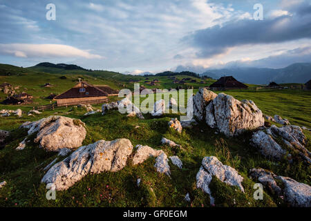 Hirten-Hütten auf Velika planina Stockfoto