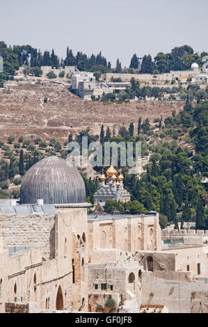 Jerusalem, Blick auf Al Aqsa Mosque, die weiteste Moschee auf dem Tempelberg der Altstadt, die drittheiligste Stätte des Islam Stockfoto