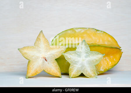 Sternapfel Obst (auch bekannt als Carambola, Sternfrüchte, Gattung Karambolen, Bilimbi, Arkin in Florida, Dah Pon, Ma Fueng, Maha in Stockfoto