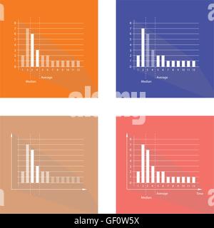 Abbildung Set Balkendiagramm Fat Tailed und lange Tailed Distributionen Diagrammbeschriftung. Stock Vektor