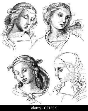 Skizzen des italienischen Malers und Architekten Raphael, Raffael da Urbino Stockfoto
