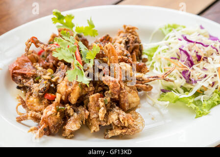 deep fried Softshell Krabben mit schwarzer Pfeffer-sauce Stockfoto