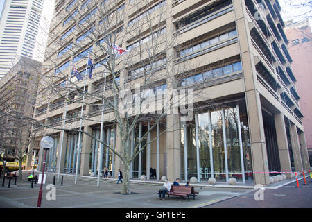 Law Courts Sydney ist Sitz des Supreme Court of New South Wales sowie Teile des Federal Court of Australia und des High Court of Australia. Stockfoto