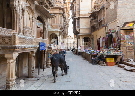 Patwon Ki Haveli, Jaisalmer, Rajasthan, Indien Stockfoto