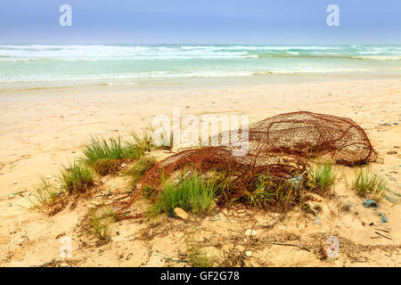 Blick auf Al Mughsayl Strand in der Nähe von Salalah, Oman während der Monsunzeit Stockfoto
